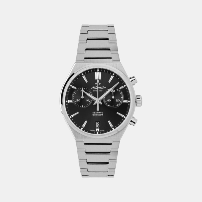Atlantic Men Quartz Black Dial Chronograph Stainless Steel Watch 58466.41.61