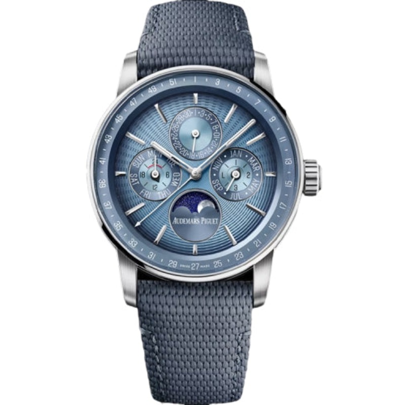 Audemars Piguet Code 11.59 Perpetual Calendar 41 mm smoked blue embossed dial – 26494BC.OO.D350KB.01