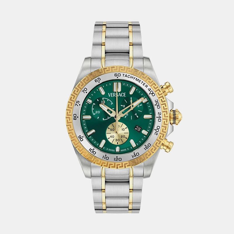 Versace Men Quartz Green Dial Chronograph Stainless Steel Watch VE9K00424