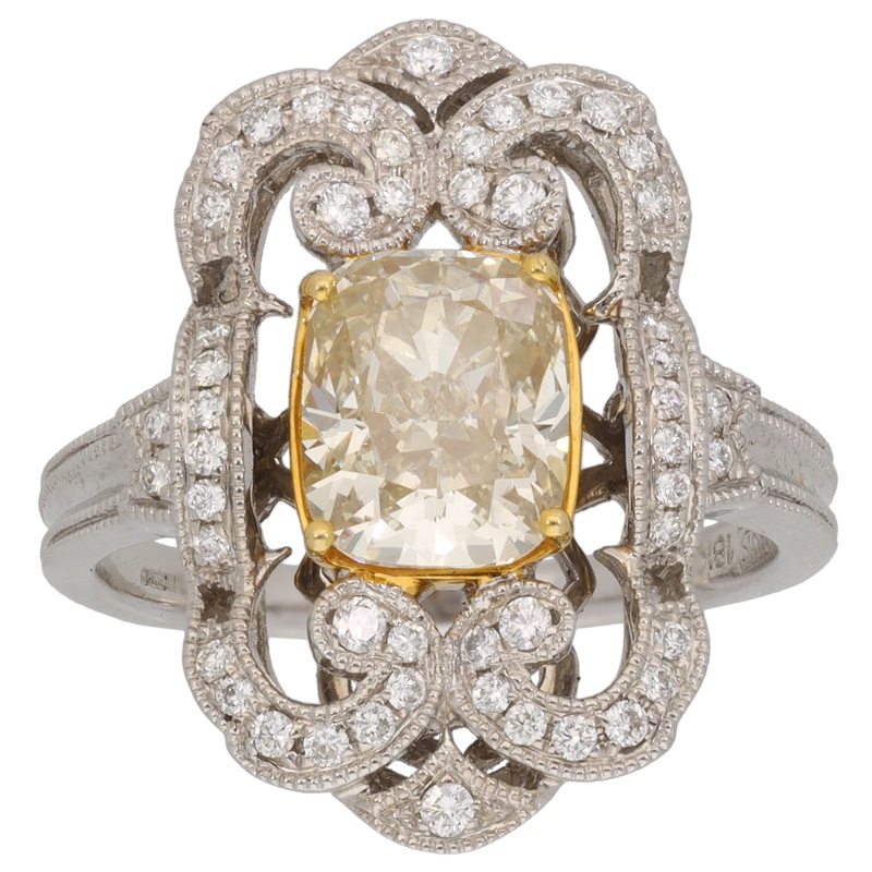 18ct Bicolour Gold 2.59ct Diamond Dress/Cocktail Ring Size O