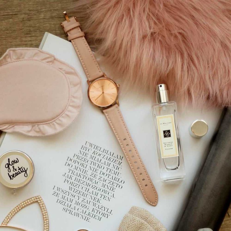 ARIES GOLD URBAN SANTOS L 1023 RG-RG PINK LEATHER STRAP WOMEN’S WATCH