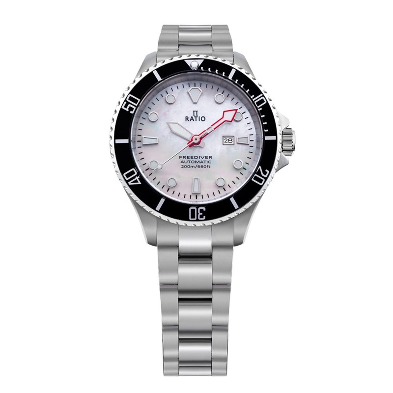 Ratio FreeDiver Sapphire Stainless Steel White Mother Of Pearl Dial Automatic RTFL841 200M Women’s Watch