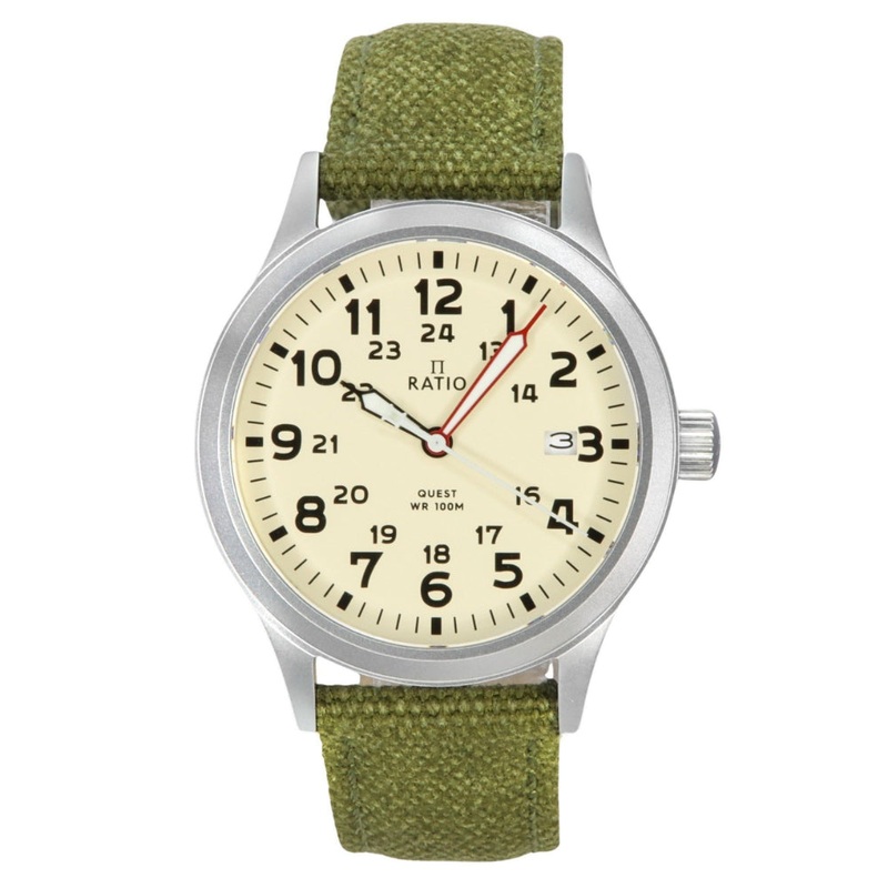 Ratio Quest Men’s Field Watch Sapphire Canvas Strap Quartz RTQ019 100M Lewis And Clark Edition
