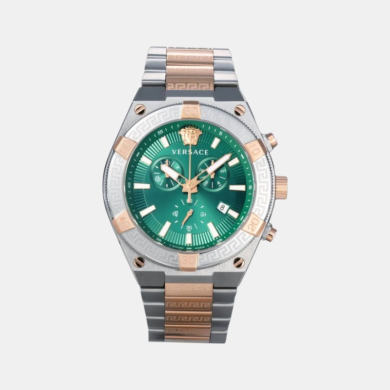 Versace Men Quartz Green Dial Chronograph Stainless Steel Watch VESO01324