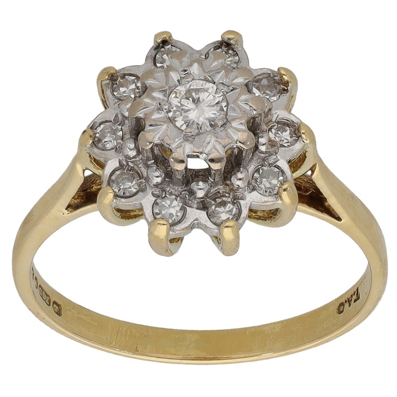 18ct Gold 0.25ct Diamond Cluster Ring Size L