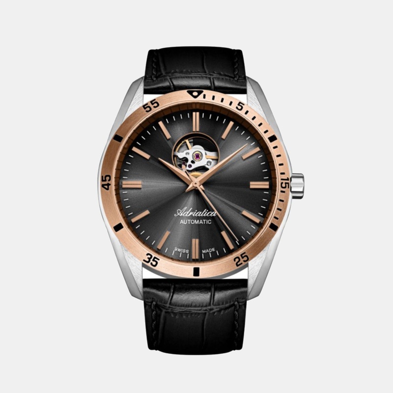 Adriatica Men Automatic Black Dial Analog Leather Watch A8202.R216AO