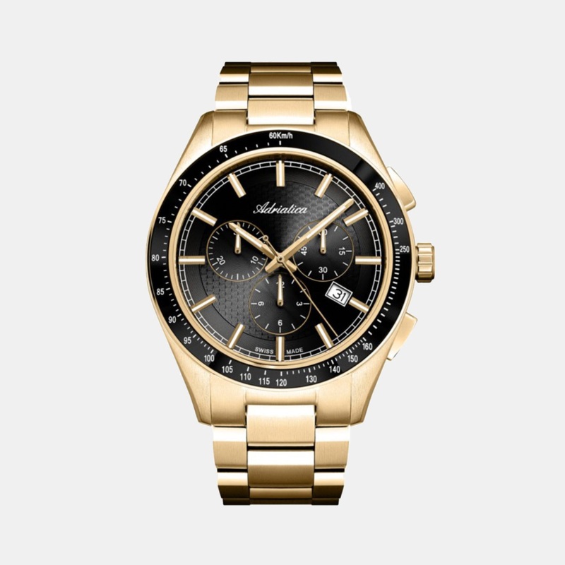 Adriatica Men Quartz Gun Dial Chronograph Stainless Steel Watch A8245.1116CH