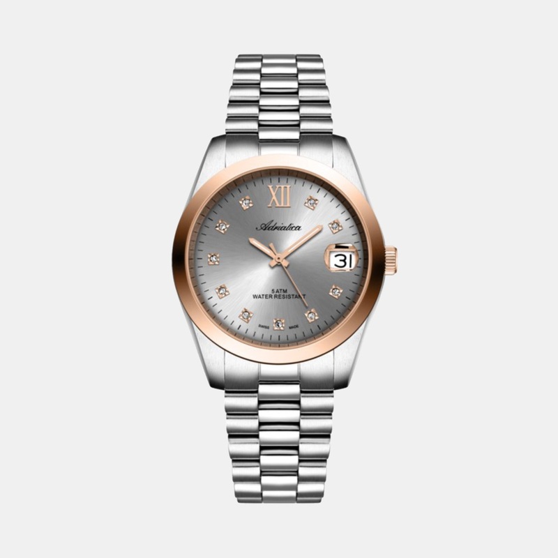 Adriatica Women Quartz Grey Dial Analog Stainless Steel Watch A3199.R187Q