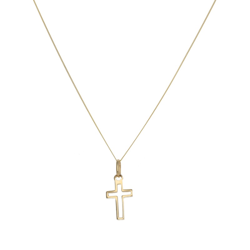 New 9ct Gold Cross Pendant With Chain