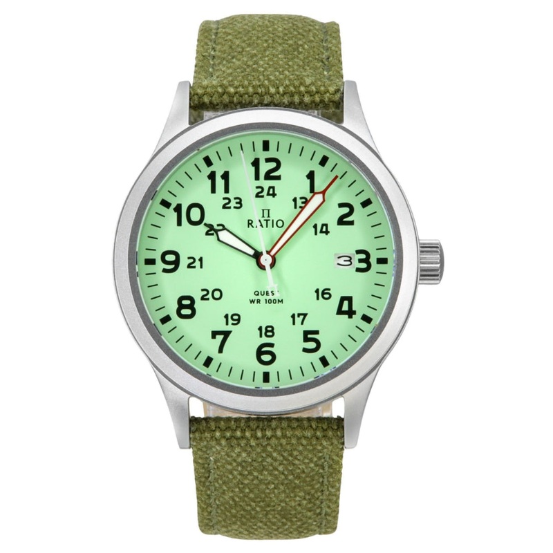 Ratio Quest Men’s Field Watch Sapphire Canvas Strap Quartz RTQ021 100M Lewis And Clark Edition