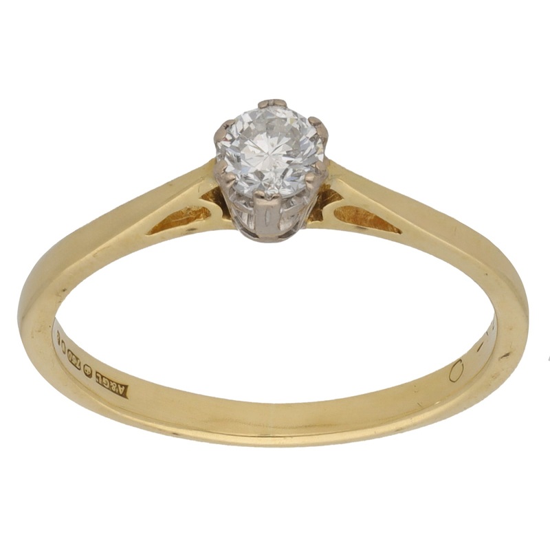 18ct Gold 0.27ct Diamond Solitaire Ring Size M