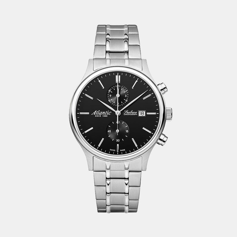 Atlantic Men Quartz Black Dial Chronograph Stainless Steel Watch 64457.41.61