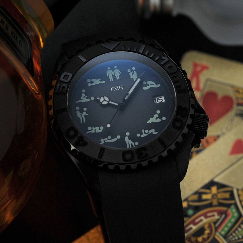 CWH Special Custom Collective Daily Routine – Date Display PVD Black Stainless Steel Rubber Strap Divers Watch CH-MOD-M27