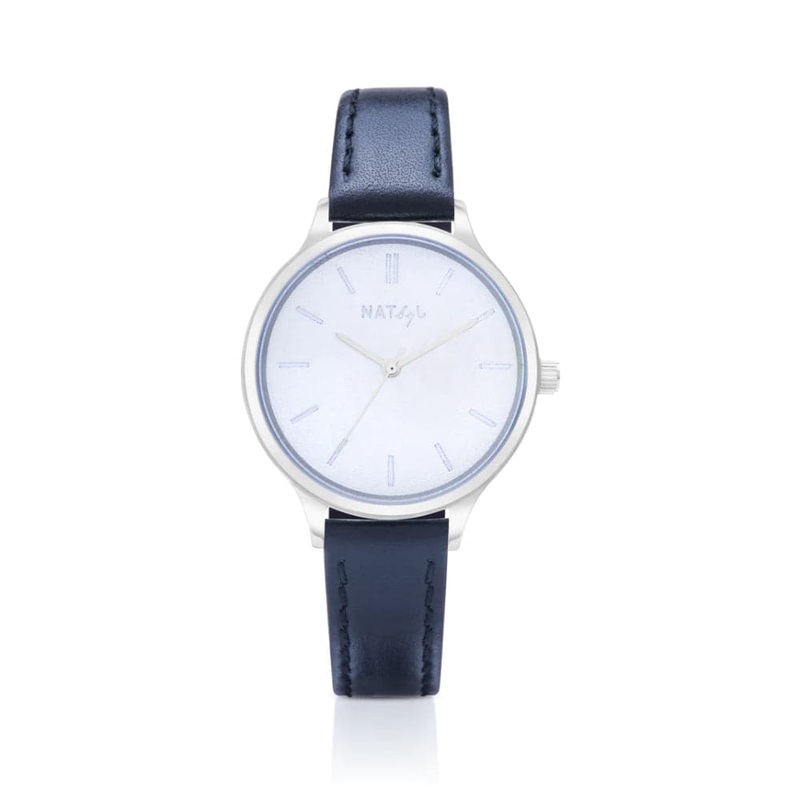 Natbyj Unpretentious White Dial Black Leather Strap Women Watch NAT0101