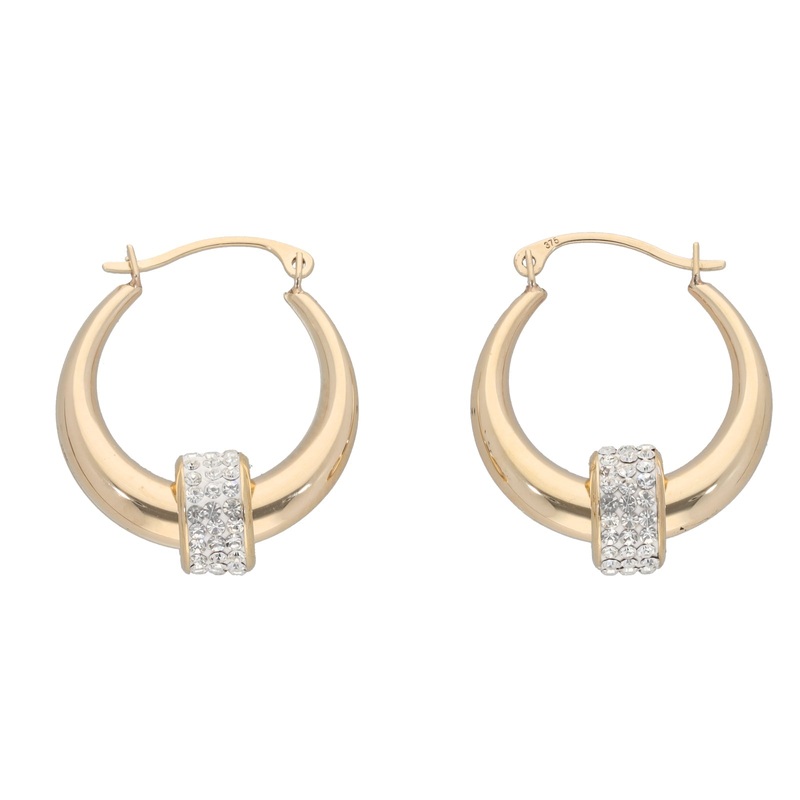 New 9ct Gold Hoop & CZ Ball Earrings