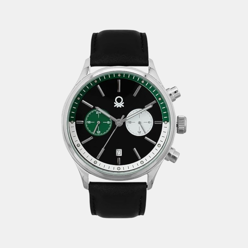 UCB Signature Men Quartz Black Dial Multi-Function Leather Watch UWUCG2401