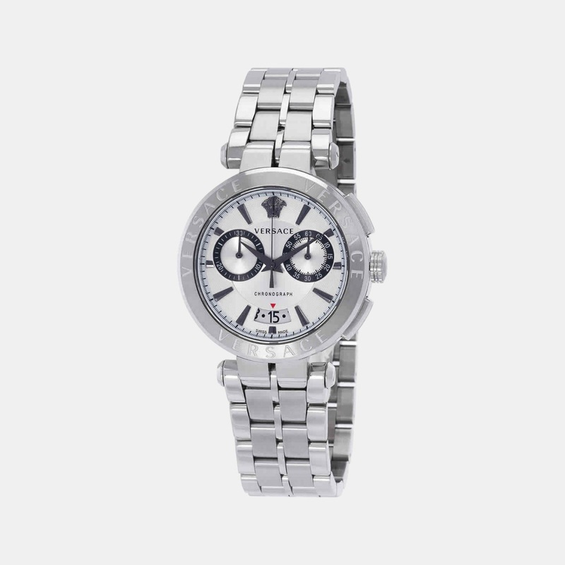Versace Men Quartz White Dial Chronograph Stainless Steel Watch VE1D01823