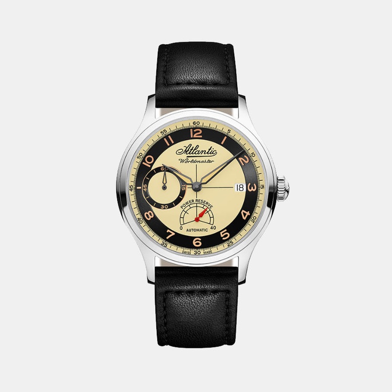 Atlantic Men Automatic Cream Dial Analog Leather Watch 53782.41.93RB