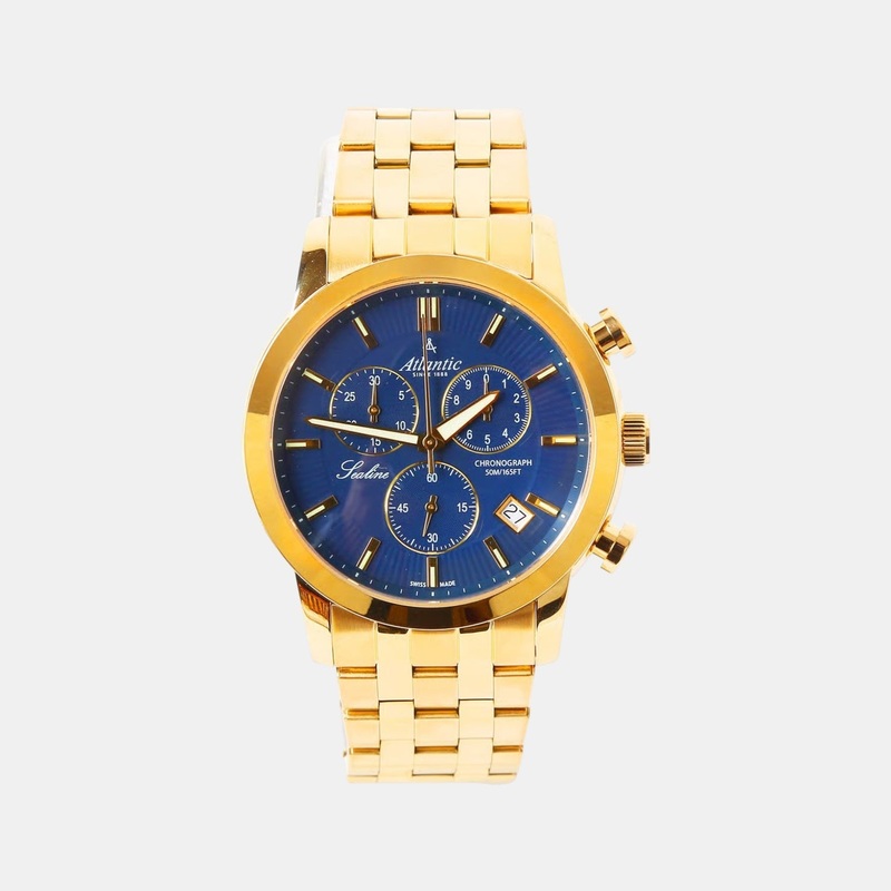 Atlantic Men Quartz Blue Dial Chronograph Stainless Steel Watch 62455.45.51