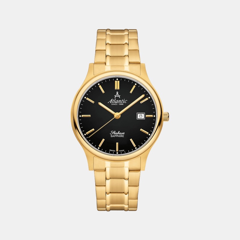 Atlantic Seabase Men Quartz Black Dial Analog Stainless Steel Watch 60348.45.61
