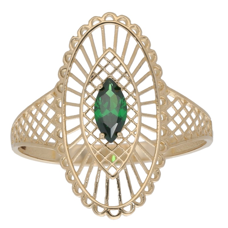 New 14ct Gold Green Stone Dress/Cocktail Ring