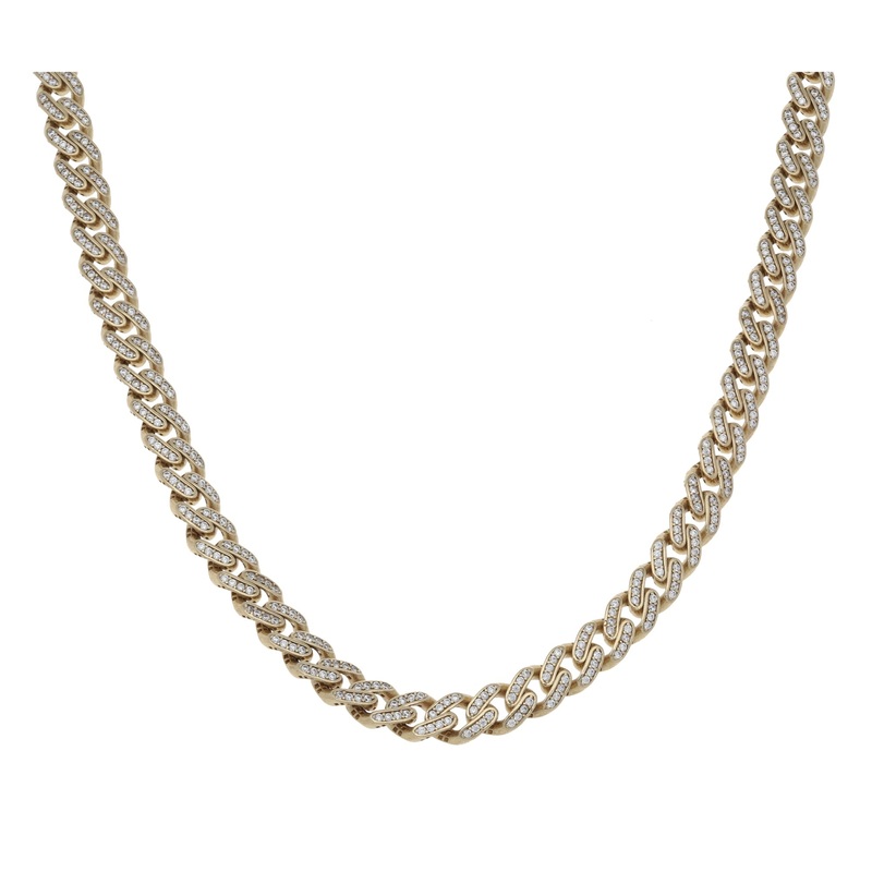 New 9ct Gold Cubic Zirconia Curb Chain 24″