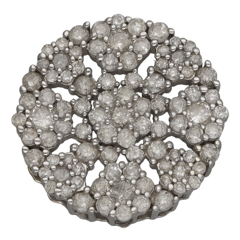 9ct White Gold 0.74ct Diamond Cluster Pendant