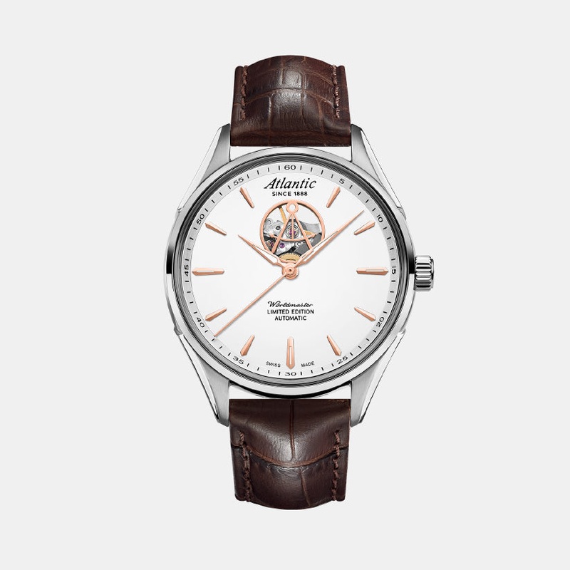 Atlantic Worldmaster Open Heart Limited Edition Men Automatic White Dial Analog Leather Watch 52780.41.21R