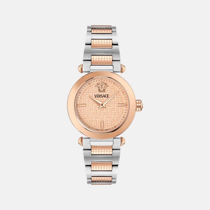 Versace Women Quartz Rose Gold Dial Analog Stainless Steel Watch VE5B00425