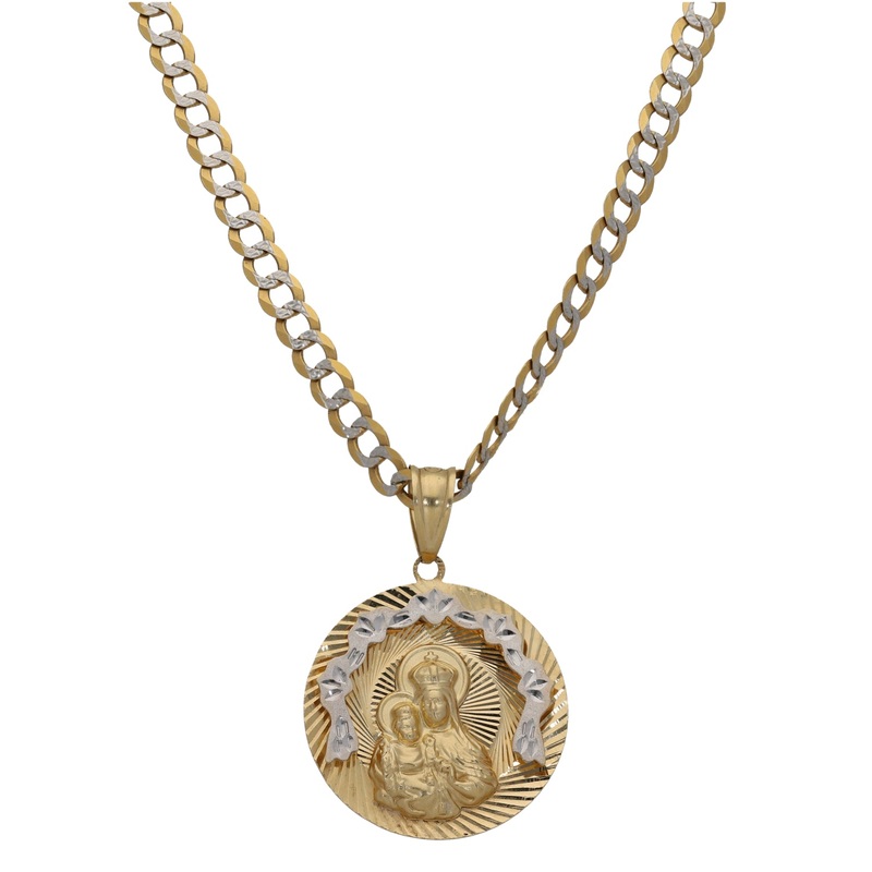 14ct Bicolour Gold Mary Pendant With Chain