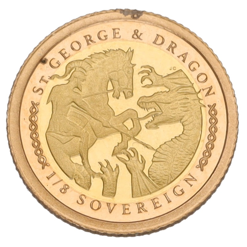 22ct Gold St George & Dragon Eighth Sovereign Coin 2022
