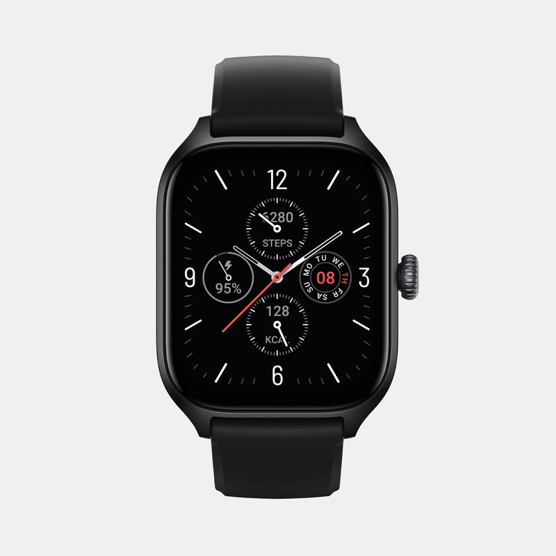 Amazfit Unisex Processor Infinite Black Dial Amoled Silicone Watch GTS 4 BLACK