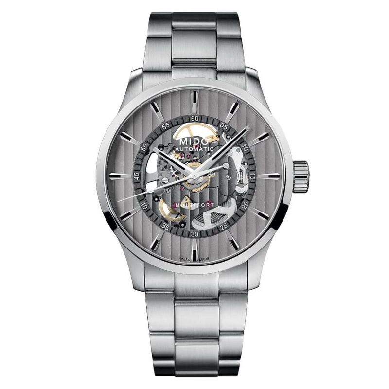 Mido Multifort Rhodium Dial Grey Stainless Steel Strap Men Watch M0384361103100