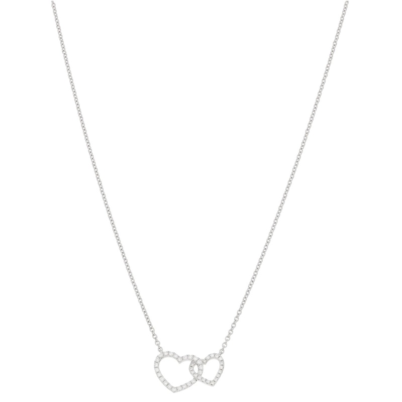 New 9ct White Gold Diamond Heart Pendant With Chain