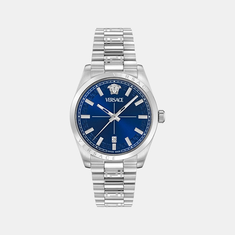Versace Men Quartz Blue Dial Analog Stainless Steel Watch VE0G00325