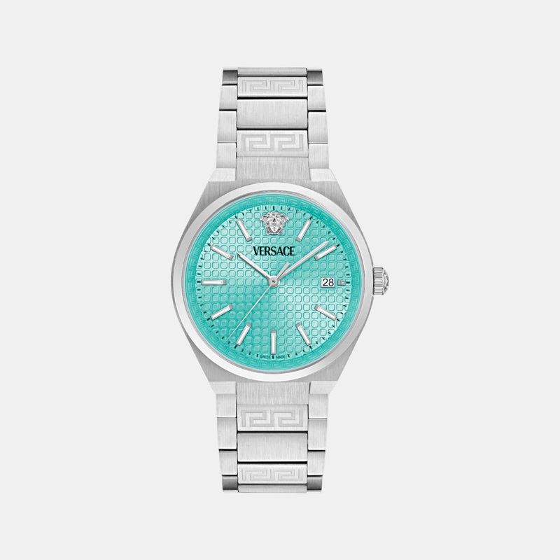 Versace Men Quartz Light Blue Dial Analog Stainless Steel Watch VE0F00225
