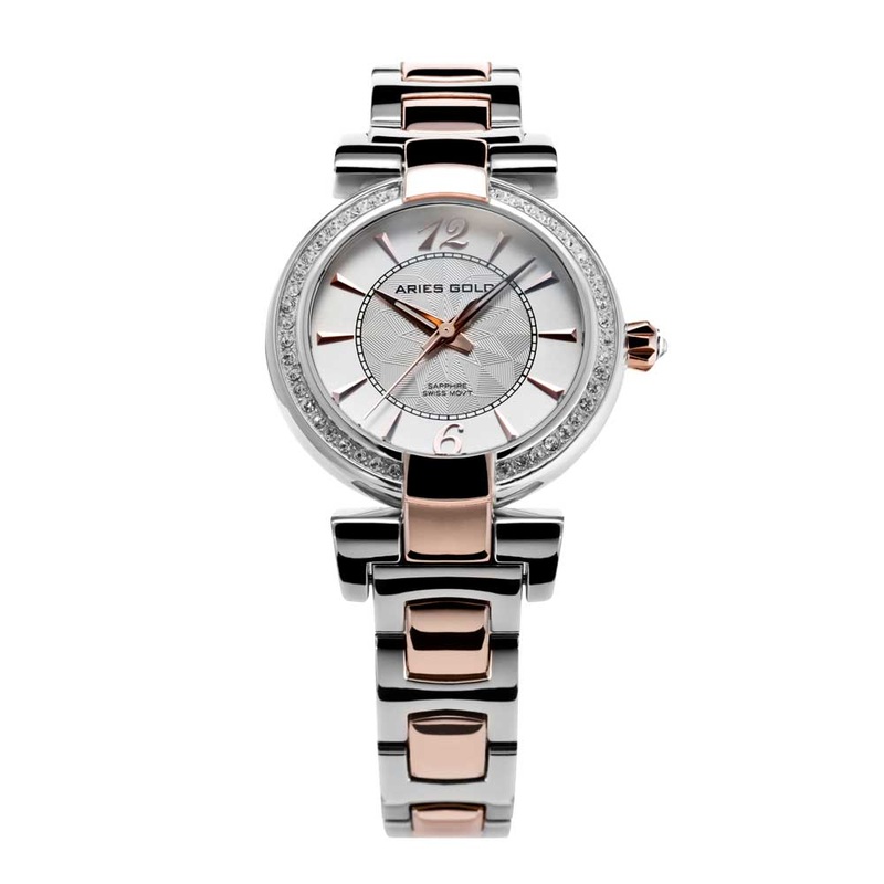 ARIES GOLD ENCHANT BELLE 3 HANDS TWO TONE ROSE GOLD L 500 2TR-WHITE WOMEN’S WATCH