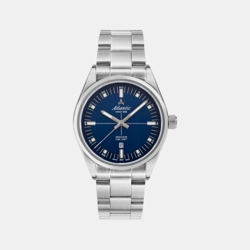Atlantic Men Quartz Blue Dial Analog Stainless Steel Watch 73366.41.51