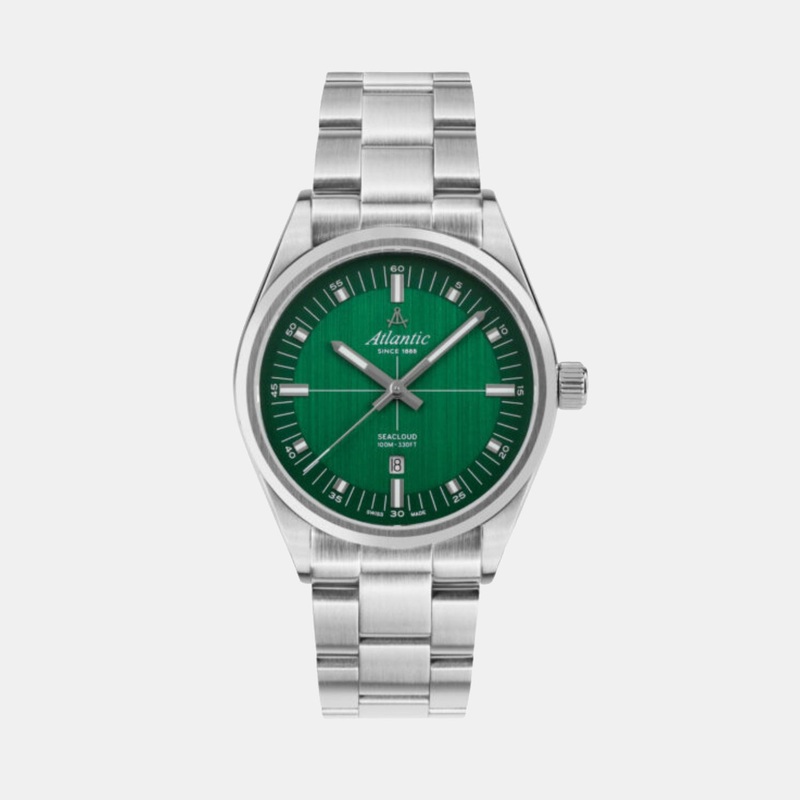 Atlantic Men Quartz Green Dial Analog Stainless Steel Watch 73366.41.71
