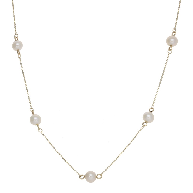New 9ct Gold Pearl Necklace 16+1″