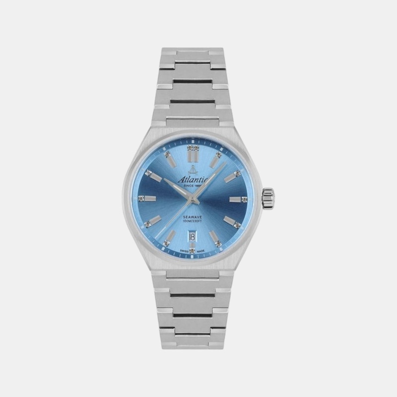 Atlantic Seawave Women Quartz Blue Dial Analog Stainless Steel Watch 39365.41.51