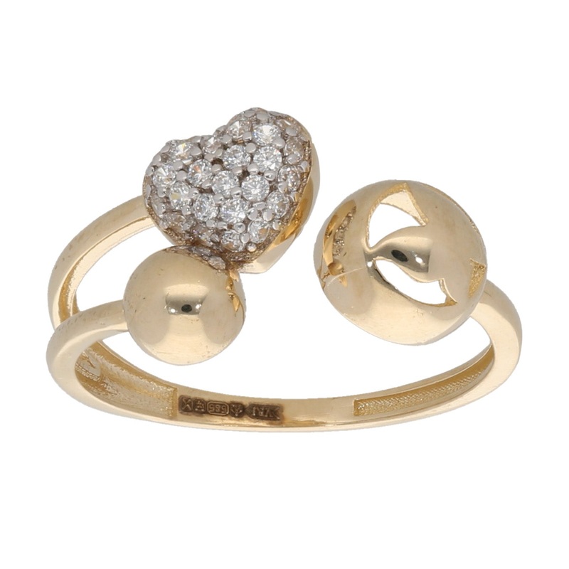 New 14ct Gold Cubic Zirconia Dress/Cocktail Heart Ring