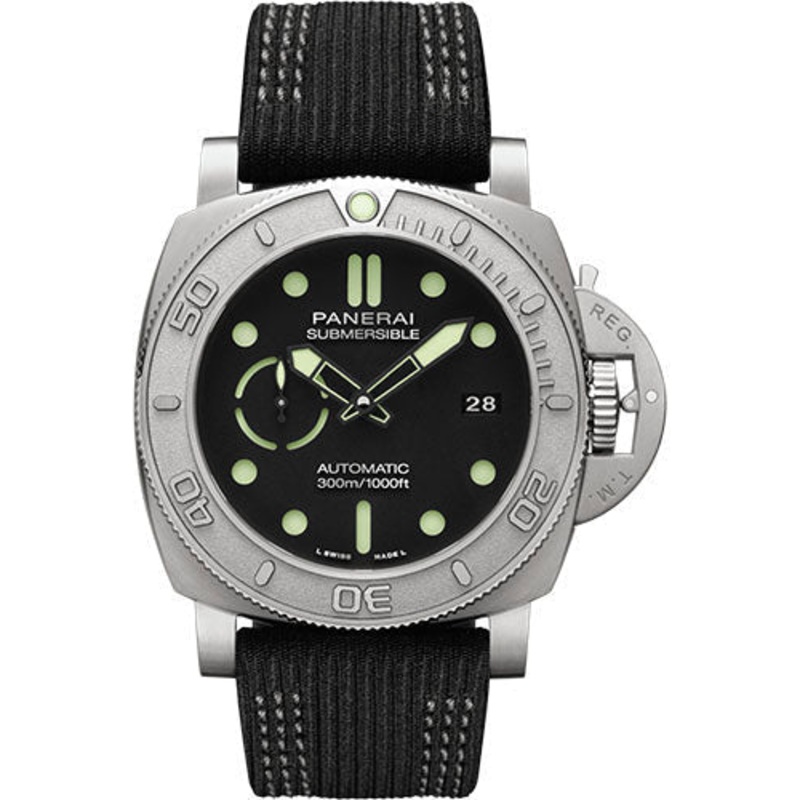 Panerai Submersible Mike Horn Edition – 47mm – Brushed Ecotitanium – Black Dial – Black Recycled Pet Strap – PAM00984