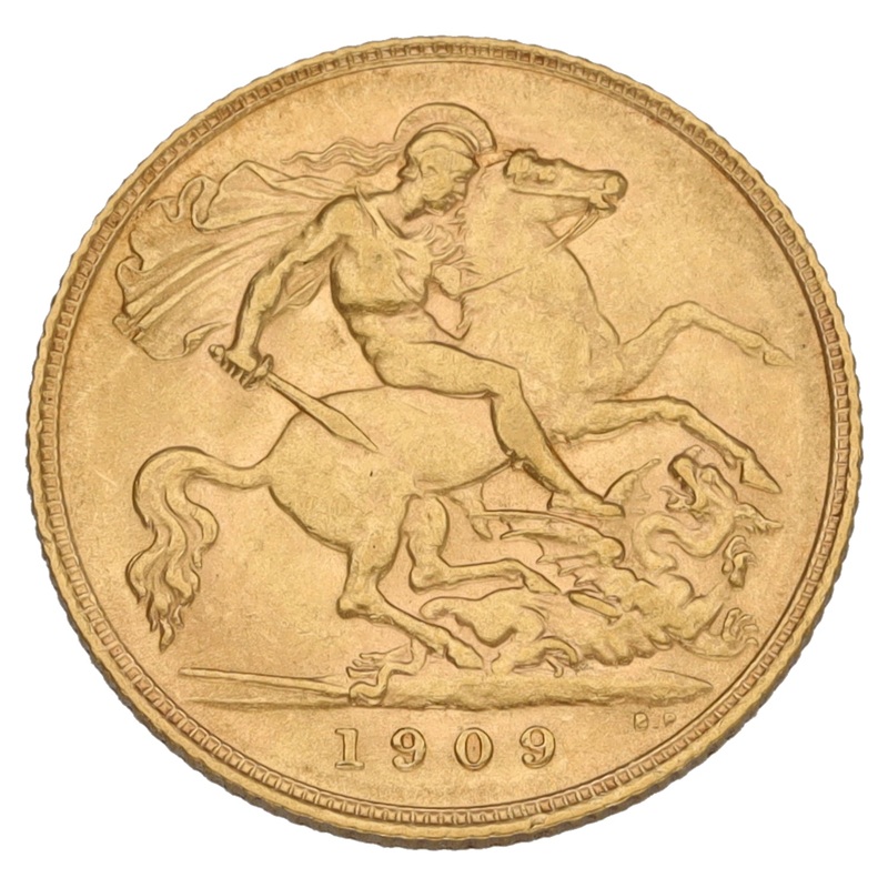 22ct Gold King Edward VII Half Sovereign Coin 1909