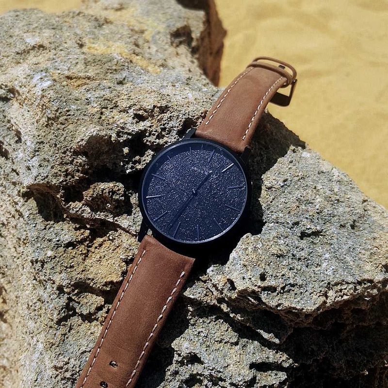 ARIES GOLD URBAN SANTOS BLACK STAINLESS STEEL G 1022 BK-BKME BROWN LEATHER STRAP WOMEN’S WATCH