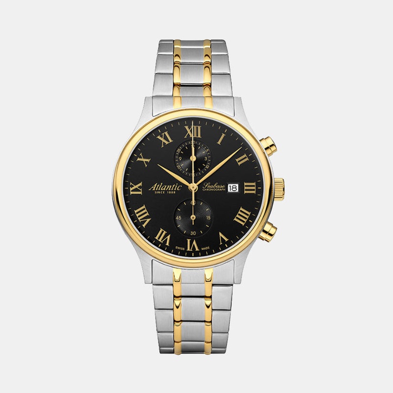 Atlantic Men Quartz Black Dial Chronograph Stainless Steel Watch 64457.43.68G