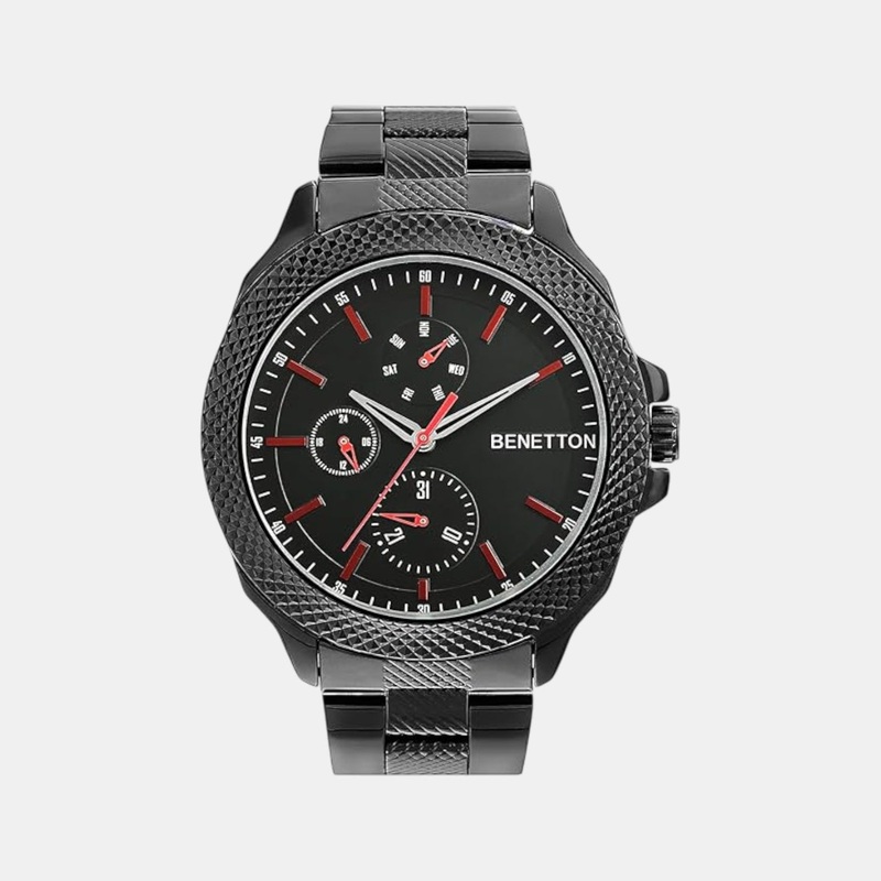 UCB Signature Men Quartz Black Dial Multi-Function Stainless Steel Watch UWUCG1703