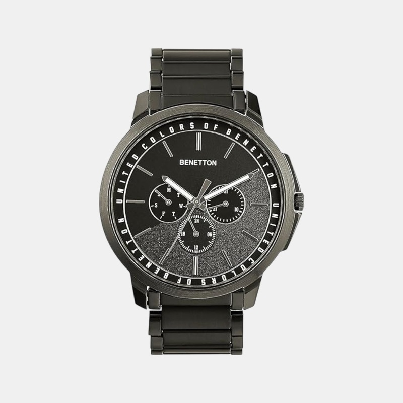 UCB Signature Men Quartz Black Dial Multi-Function Stainless Steel Watch UWUCG1802