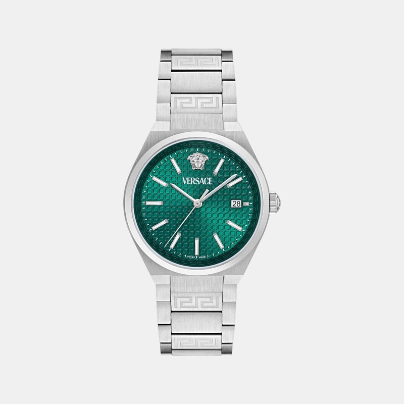Versace Men Quartz Green Dial Analog Stainless Steel Watch VE0F00125