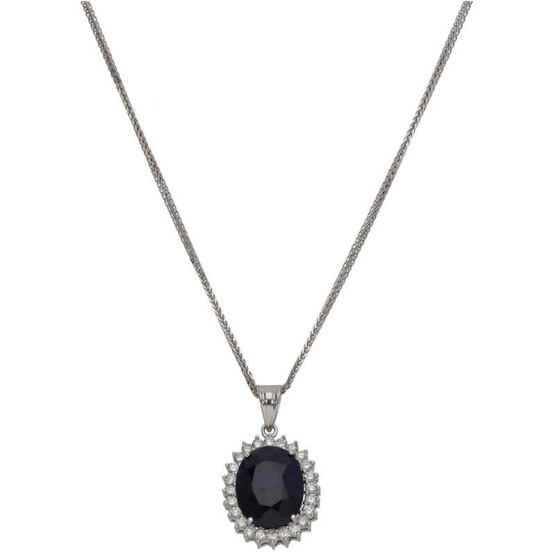 18ct White Gold 1.00ct Cluster Pendant With Chain